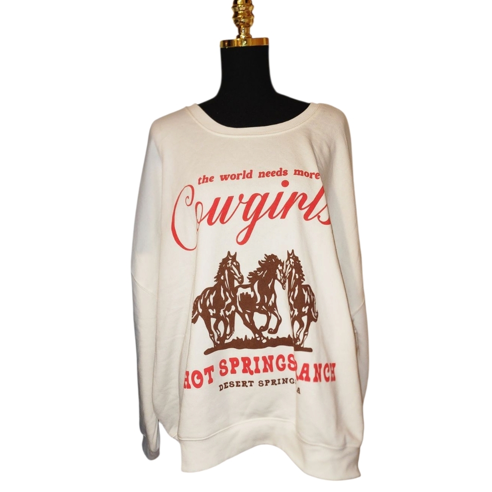 Grayson Threads White and Red Sweatshirt with Western Graphic
